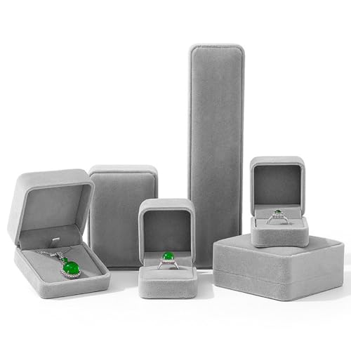 MOTTK Samt-Geschenkbox für Halsketten, Anhänger, Schmuckkästchen, Armband, Ring, Ohrstecker, Ohrringe, Schmuckschatulle für Hochzeit, Antrag, Verlobung, Geburtstag (Grau, Armband-Box) von MOTTK