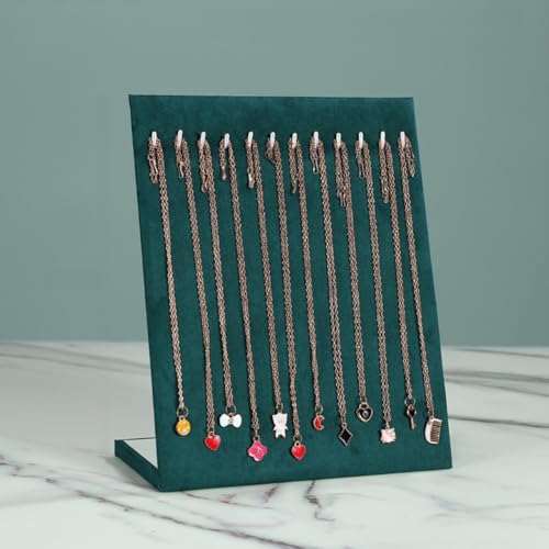 MOTTK Samt-Halskettenständer, Schmuck-Organizer, hängende Ohrringe, Anhänger, Kettenregal, Ringarmbänder, Schmuckständer (Grün, C) von MOTTK