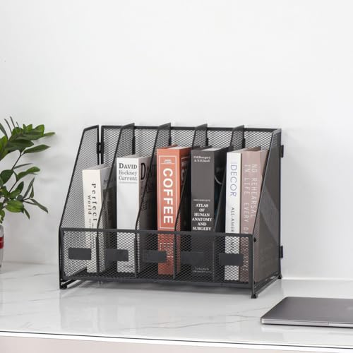 MOTTK Schreibtisch-Organizer aus Netzstoff, Papier-Briefablage, Zeitschriftenständer, Schreibtisch-Organizer mit Schublade und Stifthalter für Heimbürobedarf (Schwarz, 30 x 30,5 x 28 cm) von MOTTK