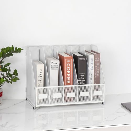 MOTTK Schreibtisch-Organizer aus Netzstoff, Papier-Briefablage, Zeitschriftenständer, Schreibtisch-Organizer mit Schublade und Stifthalter für Heimbürobedarf (Weiß, 30 x 30,5 x 28 cm) von MOTTK