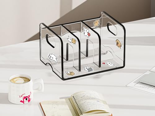 MOTTK Transparenter Acryl-Aktenordner für Schreibtisch, Zeitschriftenablage, Rahmen, Trennwände, Dokumentenschrank, stabiler Papierbriefhalter mit Griff (24,2 x 17,5 x 15,1 cm (Aufkleber)) von MOTTK