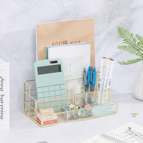 Schreibtisch-Organizer aus Netzstoff, Mehrzweck-Schreibwaren-Regal mit Stifthalter für das Büro, Dokumentenregal, Schreibtisch-Organizer (gelb) von MOTTK