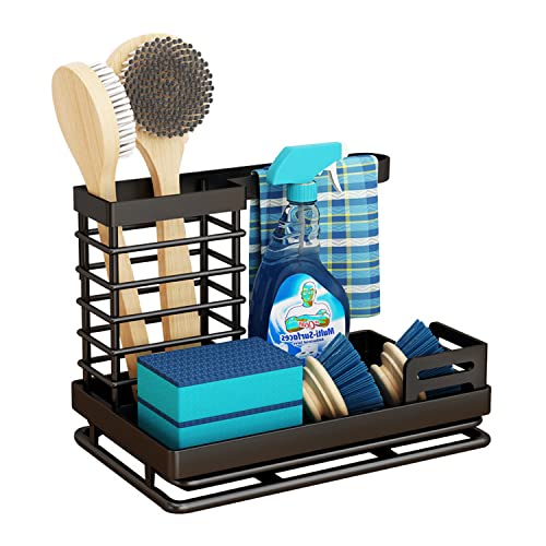 MOUFIER Küchenspüle-Organizer, Spülbecken-Caddy Schwammhalter für Küchenspüle, Edelstahl-Schwammhalter mit herausnehmbarer Abflusspfanne, Bürste, Seife, Abtropfgestell, Geschirrtuchhalter MOUFIER Küchenspüle-Organizer, Spülbecken-Caddy Schwammhalter für Küchenspüle, Edelstahl-Schwammhalter mit herausnehmbarer Abflusspfanne, Bürste, Seife, Abtropfgestell, Geschirrtuchhalter von MOUFIER