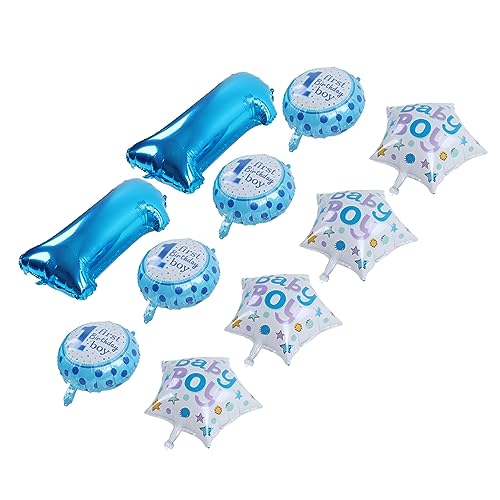 1. Geburtstagsballons Set, 10pcs Blue Aluminium Folie Party Dekorationen mit Zahlenrund -Pentagon -Formen zum ersten Geburtstag Baby (Blau) von MOUMOUTEN