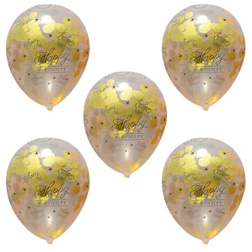 12 Zoll Transparent Gold Konfetti Luftballons 5 Stück, 30. 40. 50. Geburtstags feier Dekorationen mit Glitzer (Goldenes alles Gute zum Geburtstag) von MOUMOUTEN