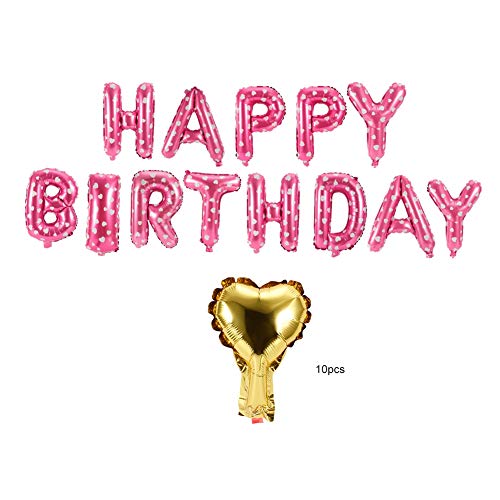 16 Zoll Alles Gute zum Geburtstag Folienballons Set, 10 Prozent Gold Herzbrief Banner Party Dekorationen (Rosa) von MOUMOUTEN