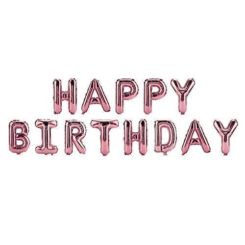 16 Zoll Gold Alles Gute zum Geburtstag Folienballons 13pcs, selbstverlatende Briefbannerpartydekorationen für die Heimfeier (Candy Pink) von MOUMOUTEN