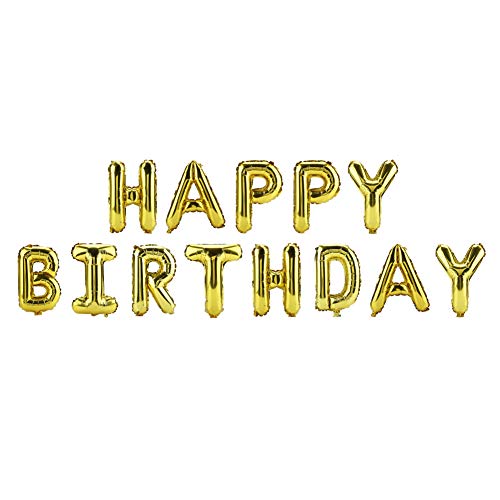 16 Zoll Gold Alles Gute zum Geburtstag Folienballons 13pcs, selbstverlatende Briefbannerpartydekorationen für die Heimfeier (Gold) von MOUMOUTEN