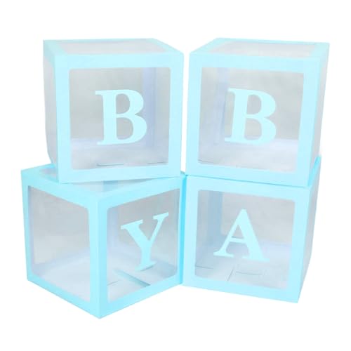 4pcs Clear Ballon Überraschungsschachtel mit dekorativen Briefen, Party -Dekorations -Kit für Vorschlag Geburtstag Babyfeier (Blue) von MOUMOUTEN