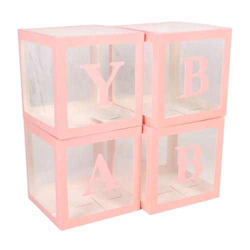 4pcs Clear Ballon Überraschungsschachtel mit dekorativen Briefen, Party -Dekorations -Kit für Vorschlag Geburtstag Babyfeier (Roseate) von MOUMOUTEN