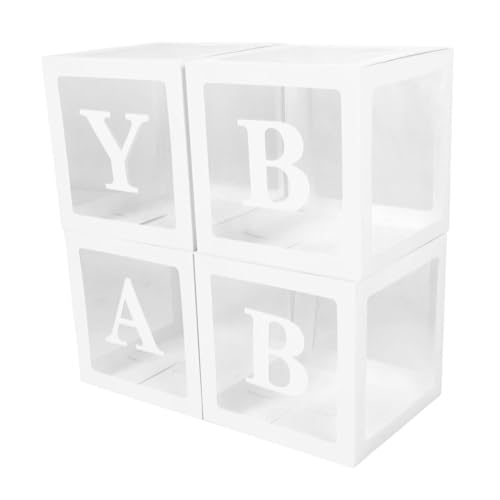 4pcs Clear Ballon Überraschungsschachtel mit dekorativen Briefen, Party -Dekorations -Kit für Vorschlag Geburtstag Babyfeier (White) von MOUMOUTEN