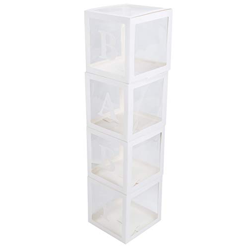 4pcs Transparente Ballon Dekorationsbox mit Liebesbriefen, 30x30x30 cm Party -Displaykoffer für Babyparty Hochzeitsdekoration (Baby) von MOUMOUTEN