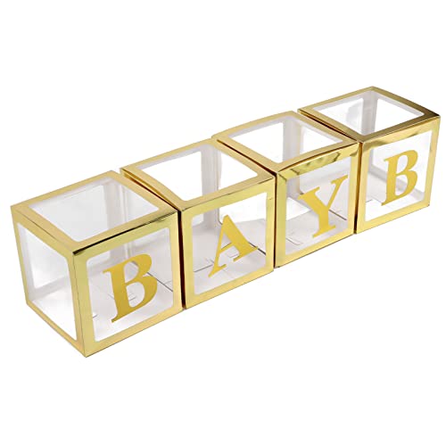 Babyparty Ballon Box Kit, goldene transparente vorgefaltete Displaybox mit Buchstaben für Geschlecht enthüllen Geburtstagsfeierdekorationen von MOUMOUTEN