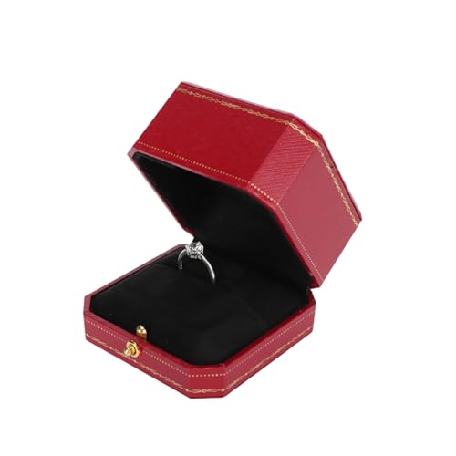 MOUMOUTEN 2 STÜCKE Samt-Ringbox für Verlobungsringe, Einzelne Samt-Ring-Geschenkbox Klassische Schmuckschatulle Elegantes Ohrring-Etui(Rote Einzelringbox) von MOUMOUTEN