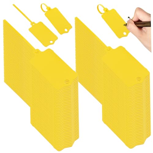100pcs wichtige Tags wiederverwendbare Kunststoff -Tags Blindendichtung Versandschilds mit Selbstschleifenschwänzen wasserdichte Schlüsseletiketten - Beschreibbare zum Etikettieren von MOUNTTU