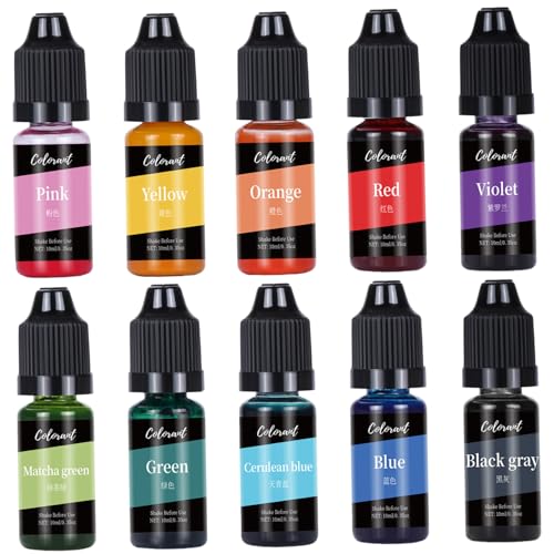 Kerzenfarbe in 10 Farben, 10 ml/Flasche, flüssige, leuchtende Kerzenwachsfarbe auf Ölbasis, hochkonzentrierte Kerzenherstellungsmaterialien, Kerzenwachsfarbe, Kerzenfarbe für Sojawachs Kerzenfarbe in 10 Farben, 10 ml/Flasche, flüssige, leuchtende Kerzenwachsfarbe auf Ölbasis, hochkonzentrierte Kerzenherstellungsmaterialien, Kerzenwachsfarbe, Kerzenfarbe für Sojawachs von MOUNTTU