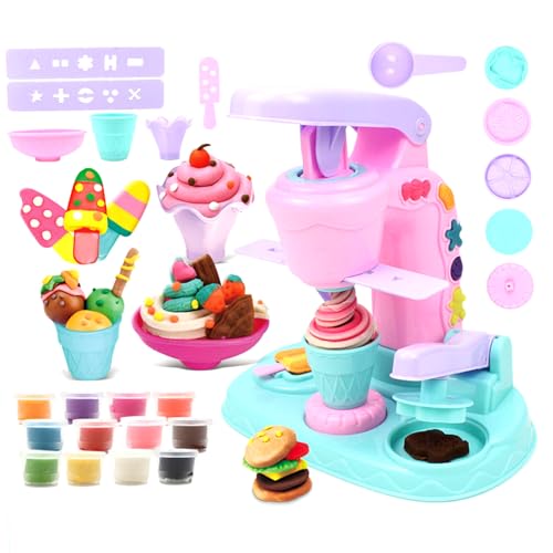 Lufttrocknendes Ton-Set, 12 Farben, DIY-Modelliermasse für Kinder mit Plastik-Eiscreme-Spielzeug, Becher, Becherhalter, Eiscreme-Schale, Untersetzer, Lebensmittelform und Löffel für Kinder ab 3 J Lufttrocknendes Ton-Set, 12 Farben, DIY-Modelliermasse für Kinder mit Plastik-Eiscreme-Spielzeug, Becher, Becherhalter, Eiscreme-Schale, Untersetzer, Lebensmittelform und Löffel für Kinder ab 3 J von MOUNTTU