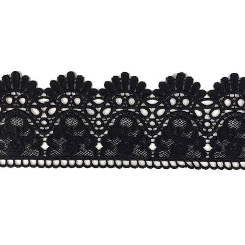 Schwarzer Spitzenbesatz, 7, 6 cm Breite, 394, 9 cm Länge, schwarzer Spitzenstoff mit Kronenmuster, unelastische Stickerei, Spitzenbesatz für Vorhänge, Tischdecken, Schonbezüge, DIY-Kleidung/Accesso Schwarzer Spitzenbesatz, 7, 6 cm Breite, 394, 9 cm Länge, schwarzer Spitzenstoff mit Kronenmuster, unelastische Stickerei, Spitzenbesatz für Vorhänge, Tischdecken, Schonbezüge, DIY-Kleidung/Accesso von MOUNTTU