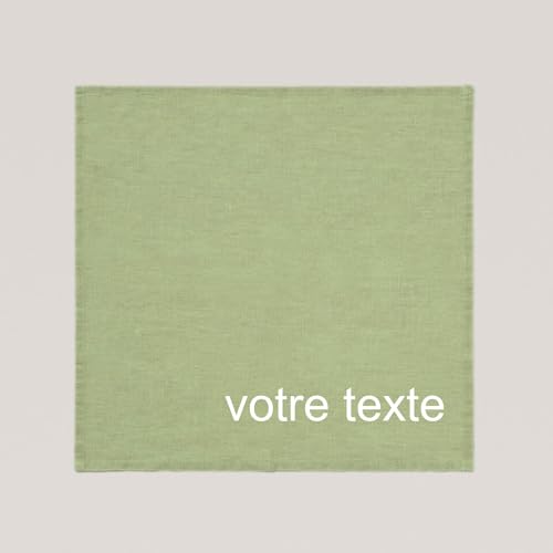 Personalisiert Personalisierbare Serviette aus Leinen mit Vornamen-Stickerei, Text – maschinenwaschbar (Mandelgrün) von MOUTTY