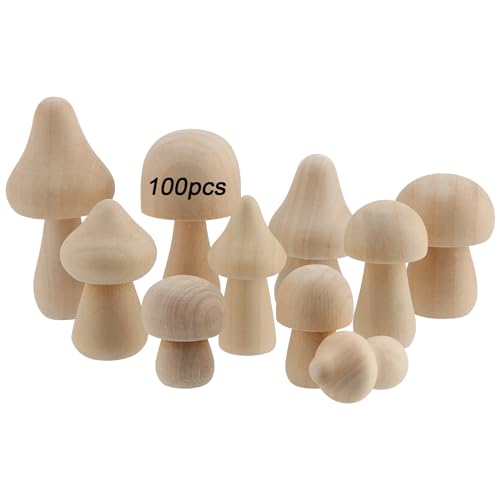 MOUYAT 100 Stück unlackierte Holzpilze, 10 Größen, natürliches Holz, Pilzform, Ornamente für Bastelarbeiten, Kunstprojekte, Heimdekoration MOUYAT 100 Stück unlackierte Holzpilze, 10 Größen, natürliches Holz, Pilzform, Ornamente für Bastelarbeiten, Kunstprojekte, Heimdekoration von MOUYAT