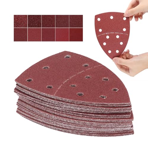 100 Stück Schleifpapier Dreieckschleifer, 11 Loch Schleifblätter Klett 40/60/80/100/120/180/240/320 400/600 Körnung für Deltaschleifer Schleifpapier für Holz Metall 100 Stück Schleifpapier Dreieckschleifer, 11 Loch Schleifblätter Klett 40/60/80/100/120/180/240/320 400/600 Körnung für Deltaschleifer Schleifpapier für Holz Metall von MOVKZACV