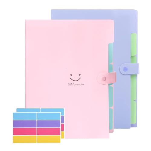 2 Stück Dokumentenmappe A4, Erweiterbare Fächermappe mit 5 Fächern, Tragbar Ordnungsmappe Mappen Ordnersystem Document Folder für Büro Hause Schule Folder Organizer 2 Stück Dokumentenmappe A4, Erweiterbare Fächermappe mit 5 Fächern, Tragbar Ordnungsmappe Mappen Ordnersystem Document Folder für Büro Hause Schule Folder Organizer von MOVKZACV