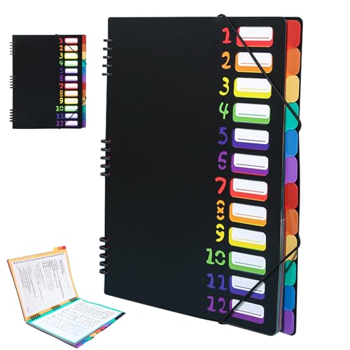 Fächermappe A4, Dokumententasche A4 Mit 12 Fächer, Bunte Mappen Ordnersystem Tragbar Fächermappe Mappen Ordnersystem für Schule Bürobedarf, Schwarz Fächermappe A4, Dokumententasche A4 Mit 12 Fächer, Bunte Mappen Ordnersystem Tragbar Fächermappe Mappen Ordnersystem für Schule Bürobedarf, Schwarz von MOVKZACV