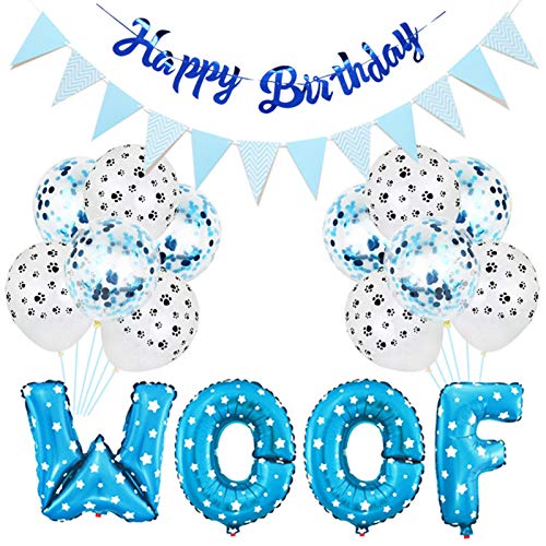 MOVKZACV Hunde-Geburtstagsparty-Zubehör, Haustier-Party-Luftballons mit Aufschrift „Woof“ für Hunde von MOVKZACV