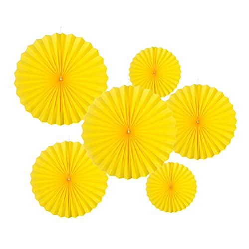 Gelbe Papierfächer zum Aufhängen, Dekoration für Geburtstag, Hochzeit, Sommer, Erntedankfest, Party, 6 Stück Gelbe Papierfächer zum Aufhängen, Dekoration für Geburtstag, Hochzeit, Sommer, Erntedankfest, Party, 6 Stück von MOWO