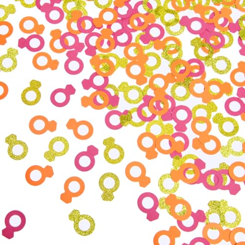 Hot Pink Orange und Gold Diamant Ring Konfetti Tischdekoration für Hochzeit Geburtstag Junggesellenabschied Groovy Party 3.0 cm Durchmesser 200 Stück Hot Pink Orange und Gold Diamant Ring Konfetti Tischdekoration für Hochzeit Geburtstag Junggesellenabschied Groovy Party 3.0 cm Durchmesser 200 Stück von MOWO