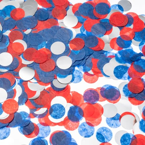 Silberblaue und rote Seidenpapier-Konfetti-Punkte, Tischdekoration für 4. Juli Geburtstag, Unabhängigkeitstag, Abschlussfeier, Ruhestand, Party, 2,5 cm Durchmesser, 100 Gramm Silberblaue und rote Seidenpapier-Konfetti-Punkte, Tischdekoration für 4. Juli Geburtstag, Unabhängigkeitstag, Abschlussfeier, Ruhestand, Party, 2,5 cm Durchmesser, 100 Gramm von MOWO