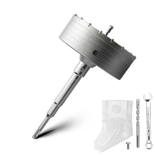 150MM Bohrkrone Set mit SDS plus Adapter 220mm und Zentrierbohrer 8x110mm,Bohrkrone Steckdose für Mauerwerk und Beton von MOXPIFY