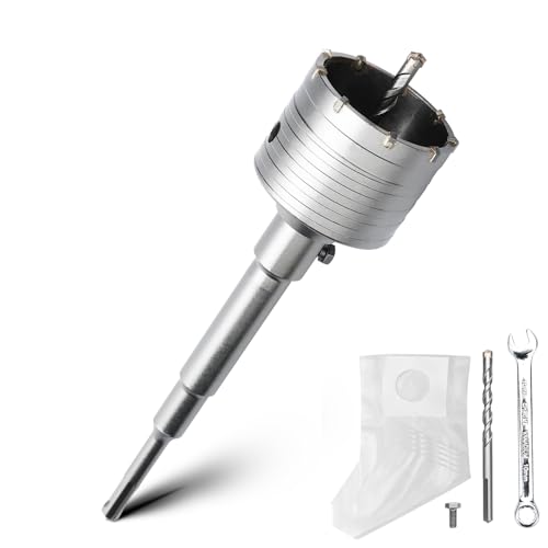 76MM Bohrkrone Set mit SDS plus Adapter 220mm und Zentrierbohrer 8x110mm,Bohrkrone Steckdose für Mauerwerk und Beton von MOXPIFY