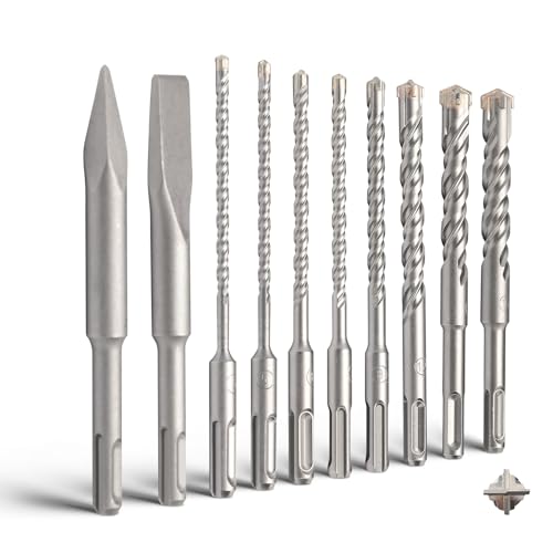 MOXPIFY 160MM SDS Plus Bohrer Set Ø 5mm 5mm 6mm 6mm 8mm 12mm 14mm 16mm und Meißel Set für Beton und Mauerwerk(10tlg) von MOXPIFY