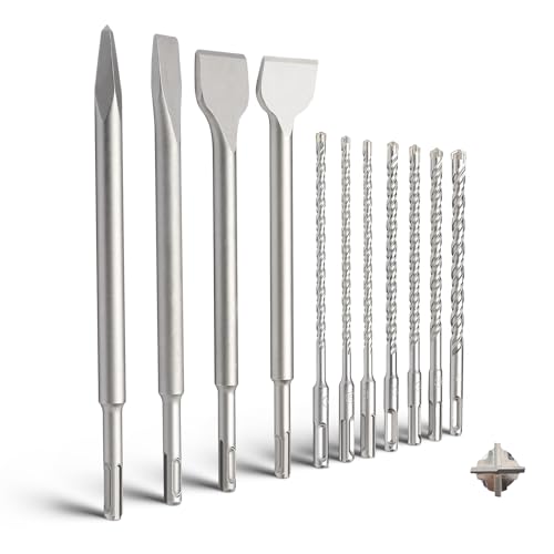 MOXPIFY 210MM SDS Plus Bohrer Set Ø6,6,6,8,8,10,12mm und Meißel Set für Beton und Mauerwerk(11tlg) von MOXPIFY