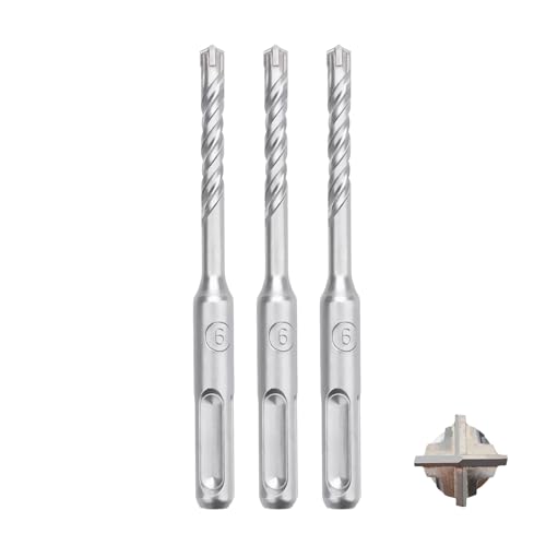 MOXPIFY 3tlg SDS Plus Bohrer 6 x 110mm,Betonbohrer mit 4 Hartmetall Schneiden und Doppelwendel für Beton und Mauerwerk von MOXPIFY