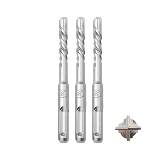 MOXPIFY 3tlg SDS Plus Bohrer 8 x 110mm,Betonbohrer mit 4 Hartmetall Schneiden und Doppelwendel für Beton und Mauerwerk MOXPIFY 3tlg SDS Plus Bohrer 8 x 110mm,Betonbohrer mit 4 Hartmetall Schneiden und Doppelwendel für Beton und Mauerwerk von MOXPIFY