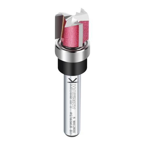 MOXPIFY Oberes Lager-Fräser-Bit, 3-schneidig, 6,35 mm Schaft, 12,7 mm Schnittdurchmesser und 9,5 mm Schnittlänge, bündiger Fräser für Holzbearbeitung von MOXPIFY