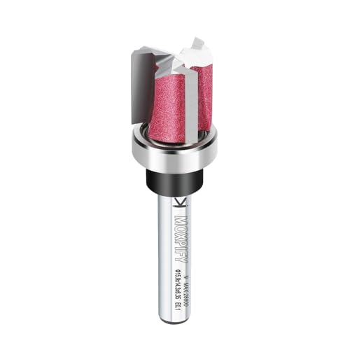 MOXPIFY Oberes Lager-Fräser-Bit, 3-schneidig, 6,35 mm Schaft, 15,9 mm Schnittdurchmesser und 14,3 mm Schnittlänge, bündiger Fräser für Holzbearbeitung von MOXPIFY