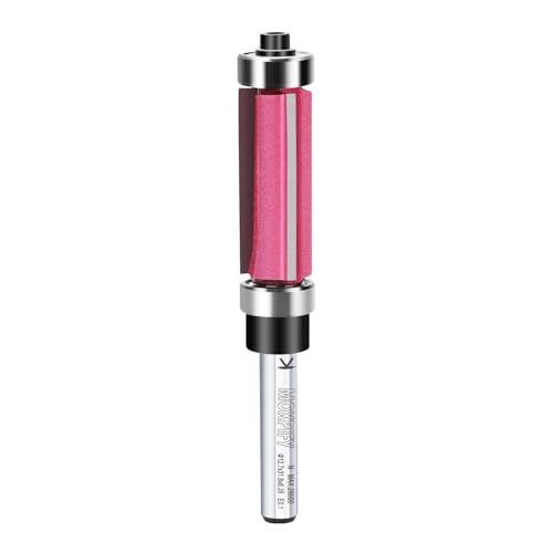 MOXPIFY Oberes und unteres Lager, bündiger Fräser mit 3 Rillen, 6,35 mm Schaft, 12,7 mm Schnittdurchmesser und 31,8 mm Schnittlänge, bündiger Fräser für Holzbearbeitung von MOXPIFY