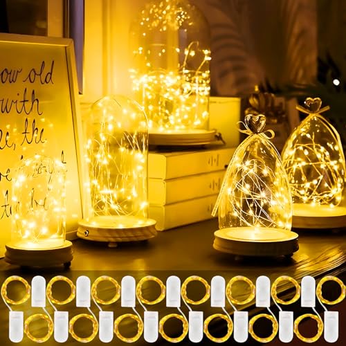 MOYKSRR 15 Stück LED Lichterkette Batterie, 2M 20 LEDS Warm Weiß Mini Lichterketten, Kupfer Drahtlichterkette,Lichterketten Weihnachten,Lichterkette Draht,für Innen,Weihnachten,Außen,Party,DIY von MOYKSRR