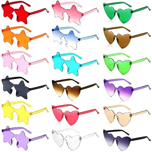 MOYKSRR 18 Paare Party Brille, Pfirsich-Herz/Stern-Brille, Retro Transparent Randlose Herzbrillen, Hippie Sonnenbrille Randlos, Herzförmige Sonnenbrille für Geburtstag Strand Party Foto Requisiten MOYKSRR 18 Paare Party Brille, Pfirsich-Herz/Stern-Brille, Retro Transparent Randlose Herzbrillen, Hippie Sonnenbrille Randlos, Herzförmige Sonnenbrille für Geburtstag Strand Party Foto Requisiten von MOYKSRR