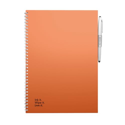 MOYU Erasable Notebook A4 - Sunset Orange - Hardcover - Multifunctional Pages - Includes Erasable Pen, Cloth, and Pen Holder von MOYU