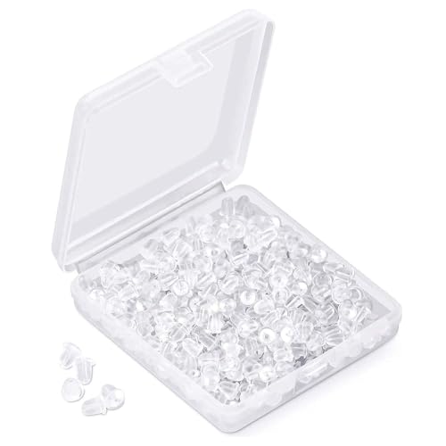 100 Stück transparente Ohrring-Verschlüsse aus weichem Gummi, Schmetterlings-Ohrring-Stopper, 4 x 4 mm, transparente Ohrstecker-Verschlüsse für Frauen, DIY-Schmuckherstellungszubehör 100 Stück transparente Ohrring-Verschlüsse aus weichem Gummi, Schmetterlings-Ohrring-Stopper, 4 x 4 mm, transparente Ohrstecker-Verschlüsse für Frauen, DIY-Schmuckherstellungszubehör von MOYWYCNO