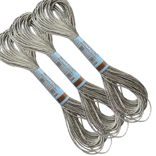 3 Knäuel Stickgarn, metallisches Stickgarn-Set, Polyester-Kreuzstichfäden für Handstickerei, Stringart (E168) von MOYYON