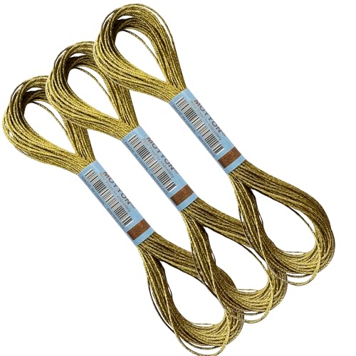 3 Knäuel Stickgarn, metallisches Stickgarn-Set, Polyester-Kreuzstichfäden für Handstickerei, Stringart (E3821) von MOYYON