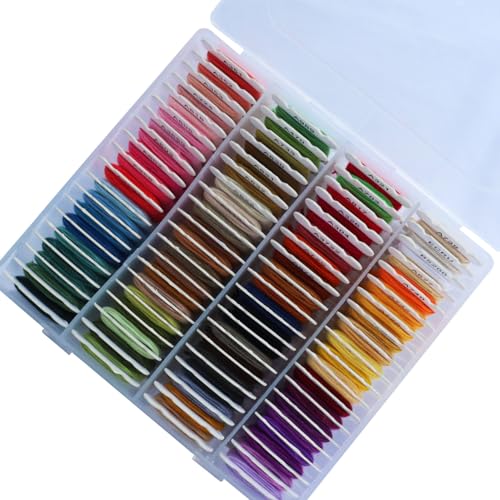 Freundschaftsarmband-String-Set, String-Armband-Bastel-Set mit 80 Knäueln, Stickgarn, Kreuzstichgarn mit Aufbewahrungsbox, je 4 m von MOYYON