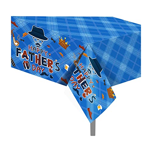 MOZUI Einweg-Tischdecken aus Kunststoff mit Papa-Motiven für Partys, Geburtstage, Jubiläen, 224 x 137 cm, Blau, 2 Stück von MOZUI