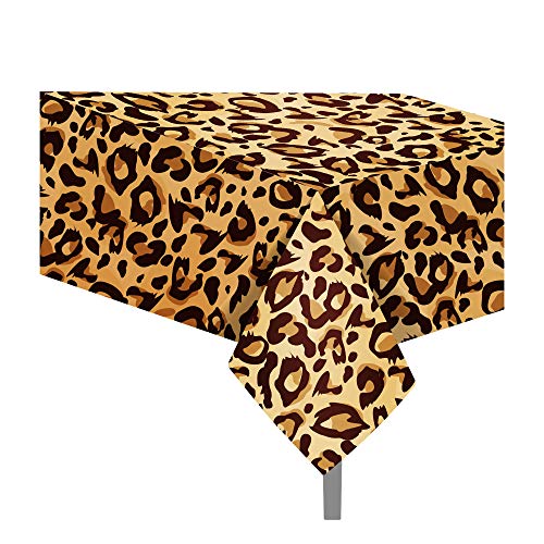 MOZUI Party-Tischdecke mit Leopardenmuster, Leopardenmuster, Party-Dekoration, Einweg-Kunststoff-Tischdecke, Leoparden-Tischdecken für Leoparden-Geburtstagsdekoration, 137 x 224 cm von MOZUI