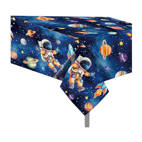 MOZUI Party-Tischdecken mit Sonnensystem, Galaxie, Planet, Tischdecken für Astronauten-Geburtstagsdekoration, Weltraum-Partyzubehör (137 x 224 cm, wasserdicht), 2 Stück von MOZUI
